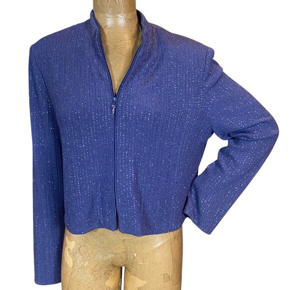 Alex Evenings Dressy Sparkle/Shimmer Statement Jacket Sz 18 Purple #222P - Picture 2 of 9